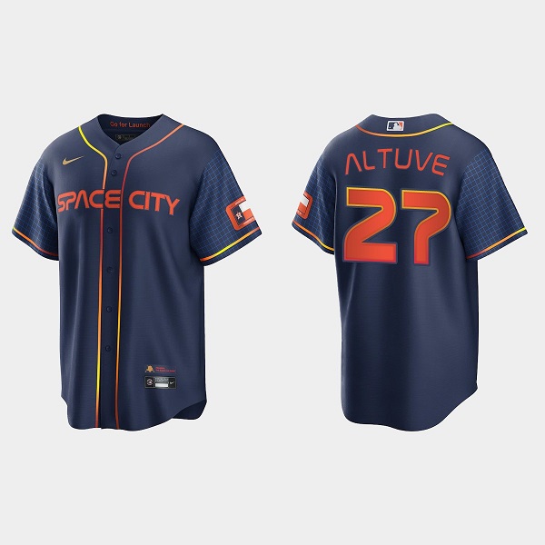 Youth Houston Astros #27 Jose Altuve 2022 Navy City Connect Stitched Jersey